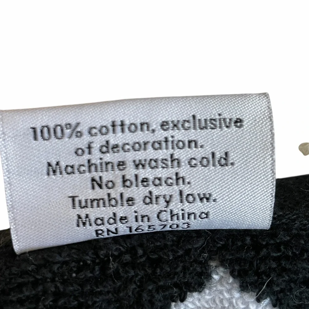 Chic Black & White Checkered BEE Hand Towel Set of 2 100% Cotton